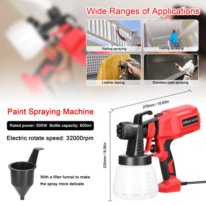 Transform Your DIY Projects with the 500W High Pressure Electric Paint Spraying Machine - 800ml Large Capacity & Detachable Design for Effortless Spraying