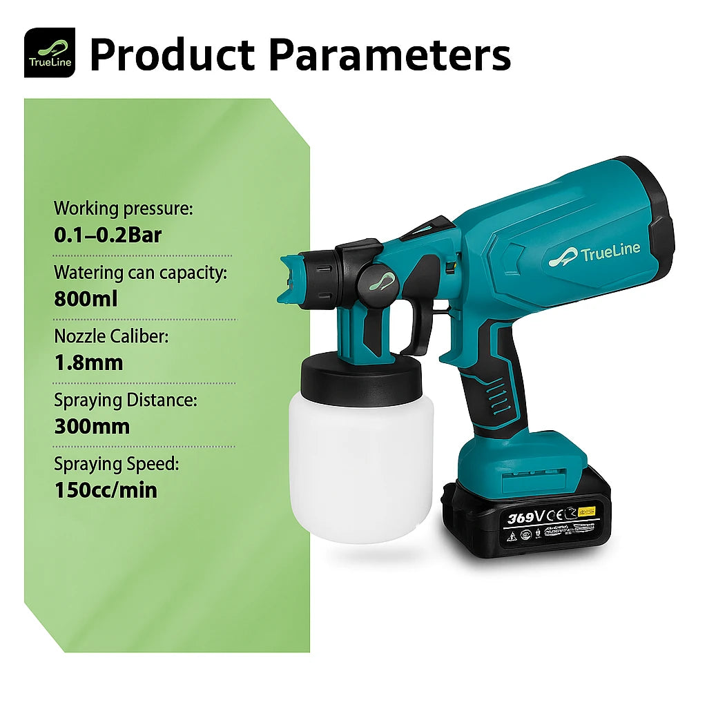  800ML Electric Paint Sprayer Cordless Spray Gun Coating Airbrush Machine Househeld DIY Power Tool for 21V 18V Battery